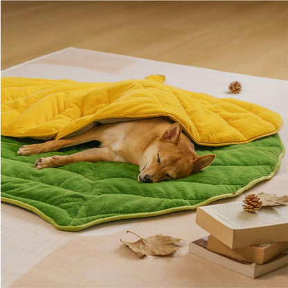 Plush Leaf-Shaped Washable Dog Mat