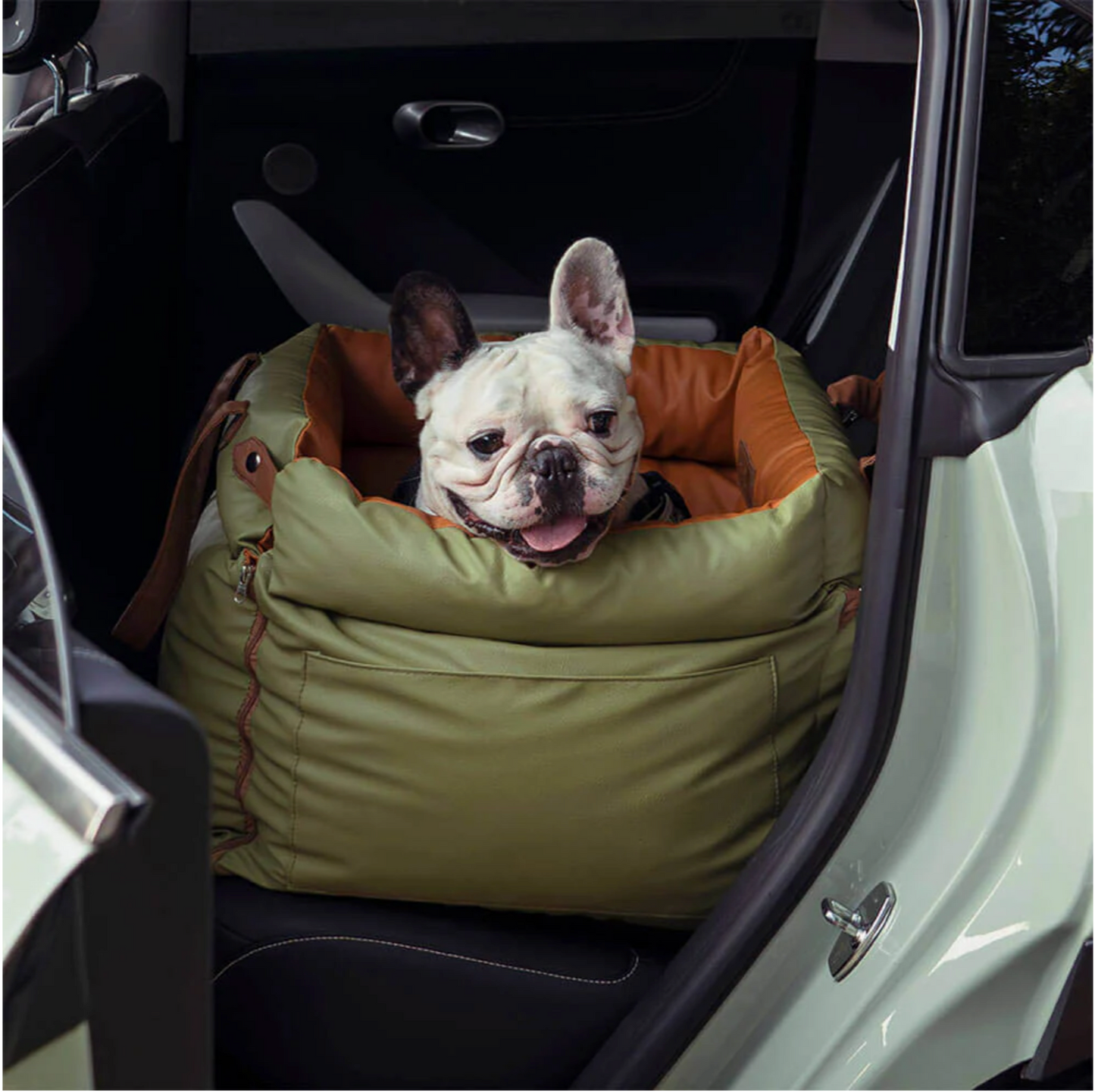 Deluxe Faux Leather Dog Car Seat Booster Bed - Urban Voyager