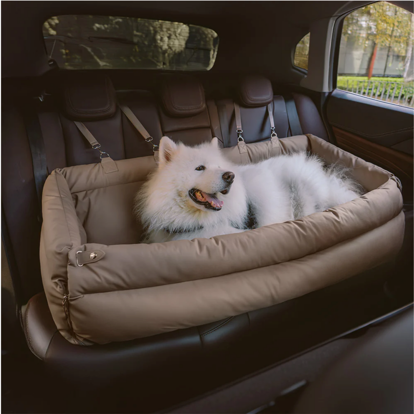 Deluxe Faux Leather Dog Car Seat Booster Bed - Urban Voyager