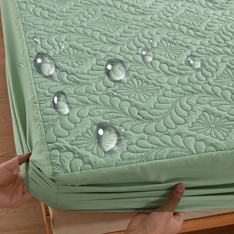 Quilted Waterproof Mattress Cover Embossed Bedding Mattress Protector Anti-mite Anti-bacterial Fitted Bed Sheet No Pillowcase