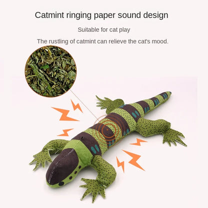 New Simulation Lizard Cat Toy with Ringing Paper Catnip Plush Toy Interactive Bite Pet Cat Toy