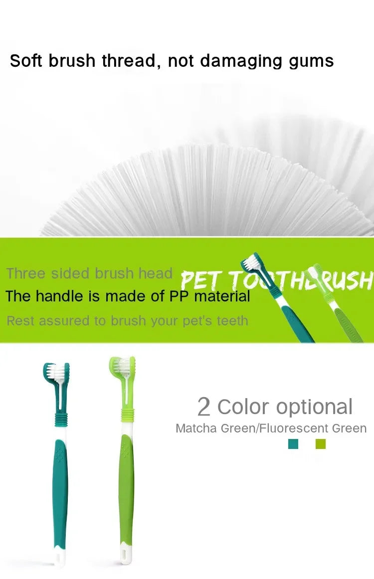 3-Sided Pet Toothbrush Dog Plastic Toothbrush Removing Bad Breath Tartar Cleaning Mouth Pet Dental Care Cat Cleaning Mouth