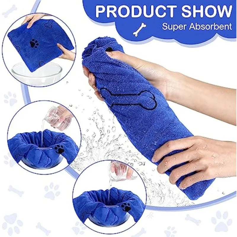 1pc Quick-Drying Microfiber Dog Towel Absorbent Pet Bath Product Fiber Quick-drying Bath Towel Car Wiping Cloth Pet Supplies