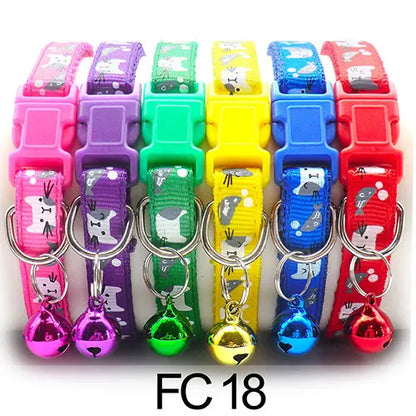 12 Pcs Wholesale Collars for Cat Collar With Bell Adjustable Necklace Cat Puppy Kitten Collar Dropshipping Pet Cats Collar Perro