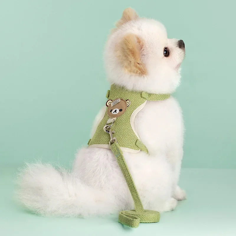 Cute Pet Harness Leash Set for Small Mid Dogs Cat Walking Lead Chihuahua Bunny Vest Harness Poodle Collar Leash Dog Accessories