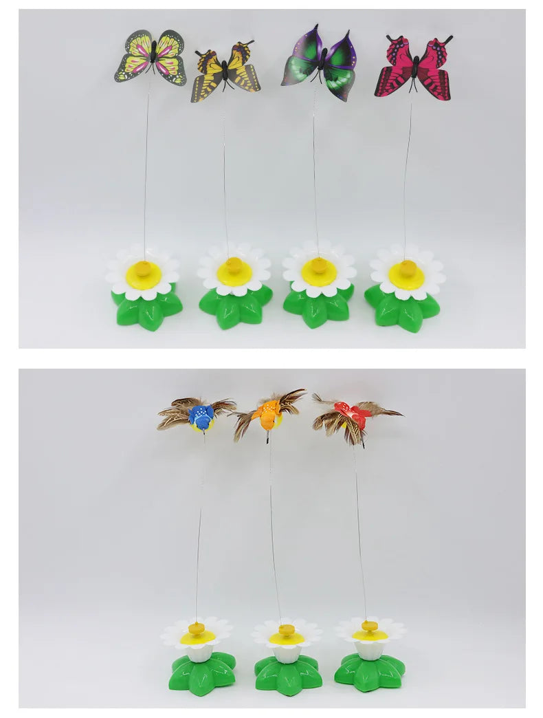 Rotating Electric Butterfly, Hummingbird And Bee Pet New Product Rotating Around Flowers To Cats And Butterflies Pet Toys 고양이