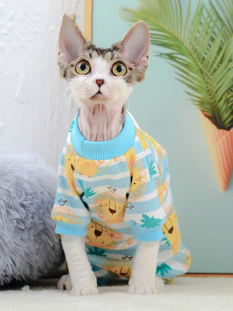 Sphynx Cat Clothes Cute Cotton Kitten Cat Jumpsuit Warm Cats Overalls Hoodies Costumes For Sphinx Devon Cat ropa para gato