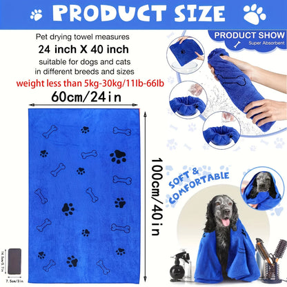 1pc Quick-Drying Microfiber Dog Towel Absorbent Pet Bath Product Fiber Quick-drying Bath Towel Car Wiping Cloth Pet Supplies