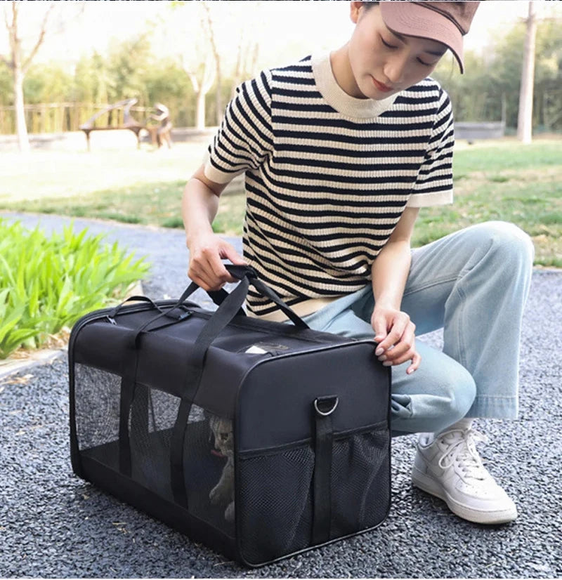 Dog Carrier Bag Soft Side Backpack Cat Pet Carriers Dog Travel Bags Collapsible Travel Pet Outing Bag