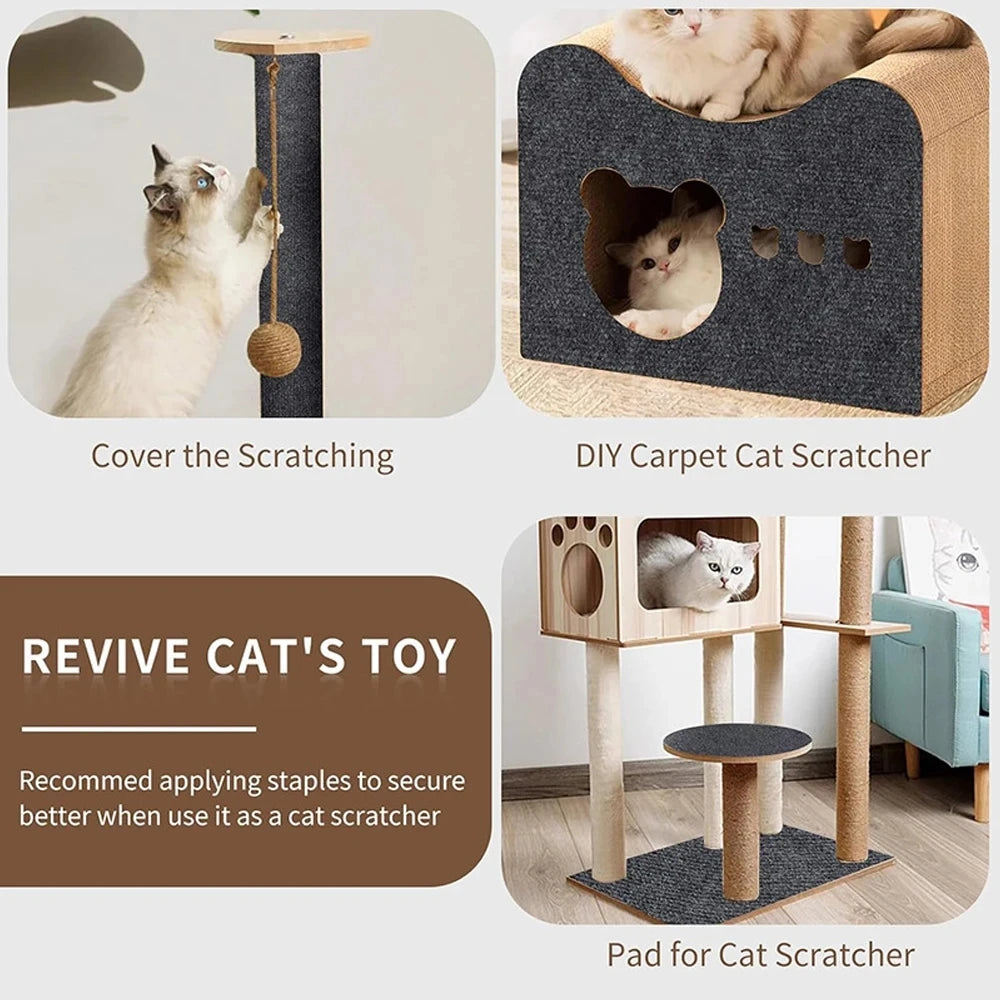 Cat Scratching Mat DIY Self-Adhesive Trimmable Carpet Cat Scratching Post Carpet for Anti-scratching Sofa Furniture Protection