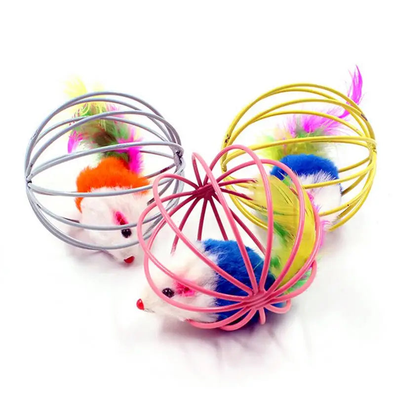 1pc Cat Toy Stick Feather Wand With Bell Mouse Cage Toys Plastic Artificial Colorful Cat Teaser Toy Pet Supplies Random Color