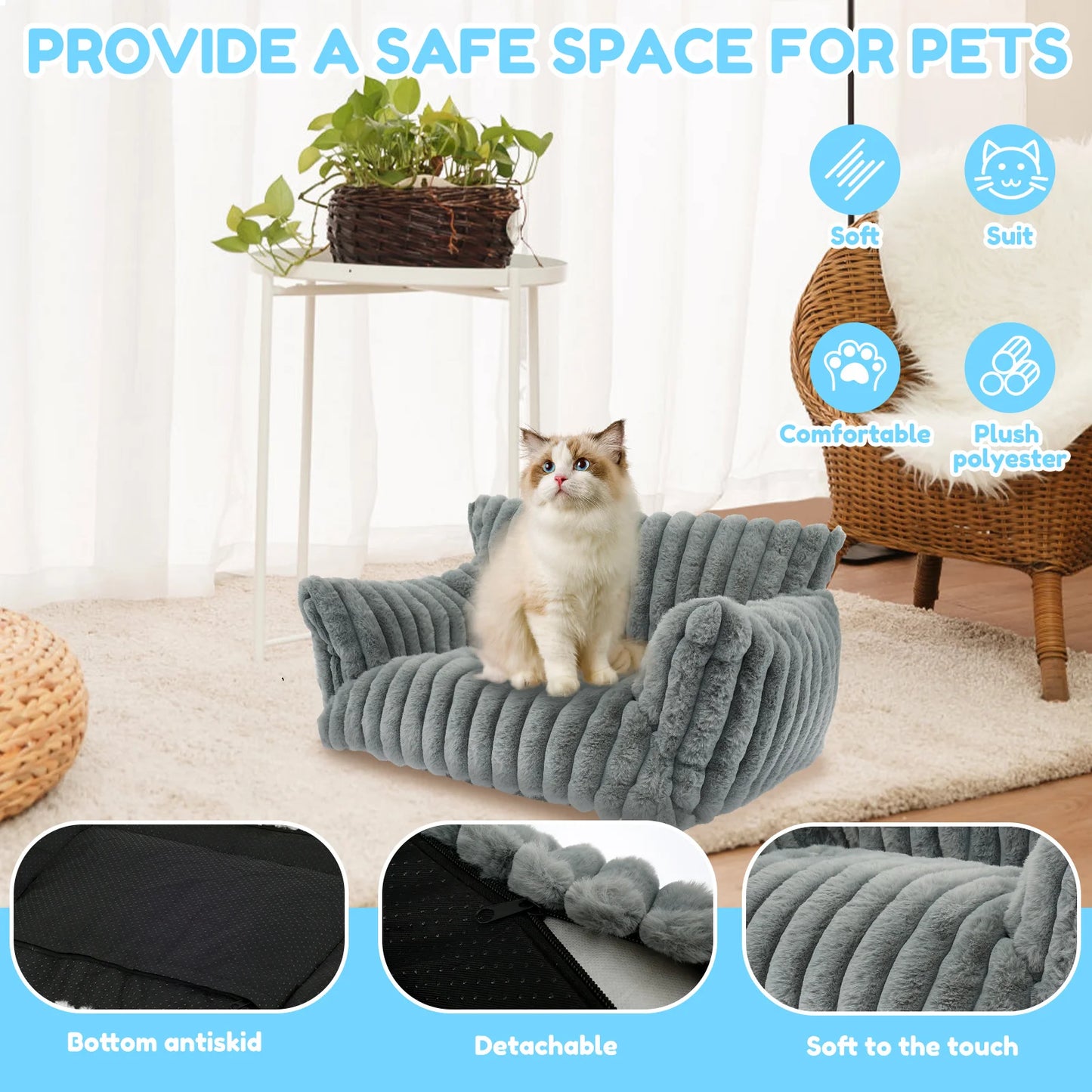 Cat Bed Sofa Soft Pet Dog Nest Winter Warm Sleep Luxury Furniture Removable Washable for Small Medium Dogs Cats