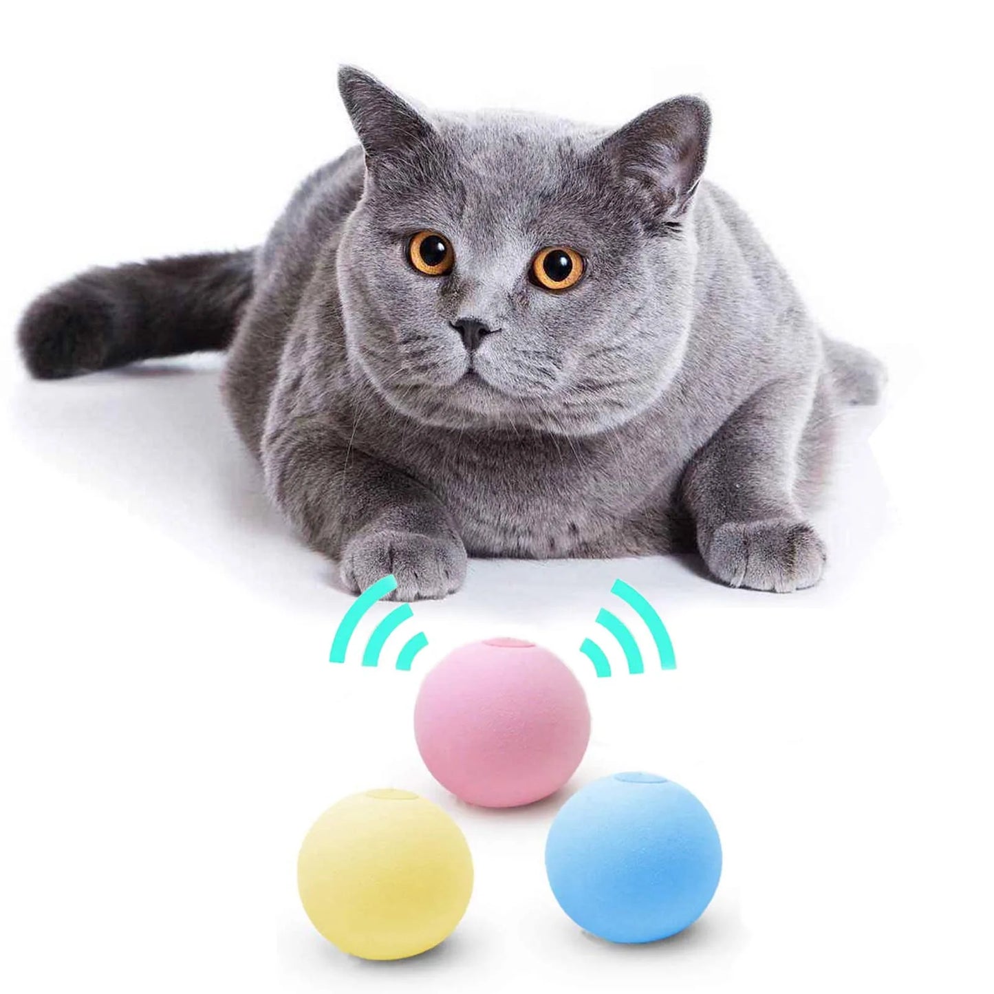 Smart Cat Toys Interactive Ball Plush Electric Catnip Training Toy Kitten Touch Sounding Pet Product Squeak Toy Ball Cat Supplie