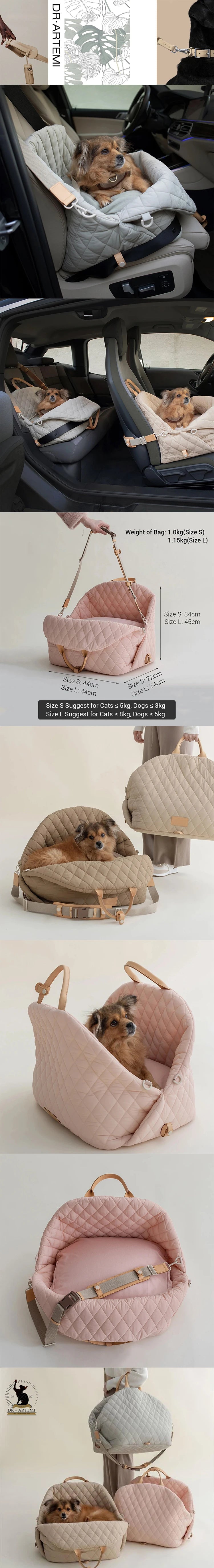 Safe Car Dog Carrier Bags , Kennel Bag for Small Dog Cat Travel, Siege De Voiture，Non-slip Pet Dog Car Carriers,