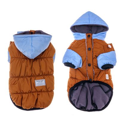 Winter Dog Hooded Coat Thicken Warm Polar Fleece Lining Dog Clothes Windproof Waterproof Dogs Puffer Coats Pet Dogs Cotton Coat