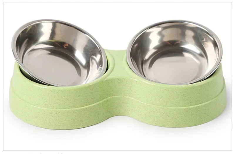 Double Pet Bowls Dog Food Water Feeder Stainless Steel Pet Drinking Dish Feeder Cat Puppy Feeding Supplies Small Dog Accessories