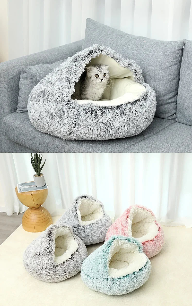 cats bag, Winter Plush Pet Cat Bed Round Cat Cushion Cat House 2 In 1 Warm Cats Basket Pet Sleep Bag Kitten Nest Kennel for Small Dog Cats