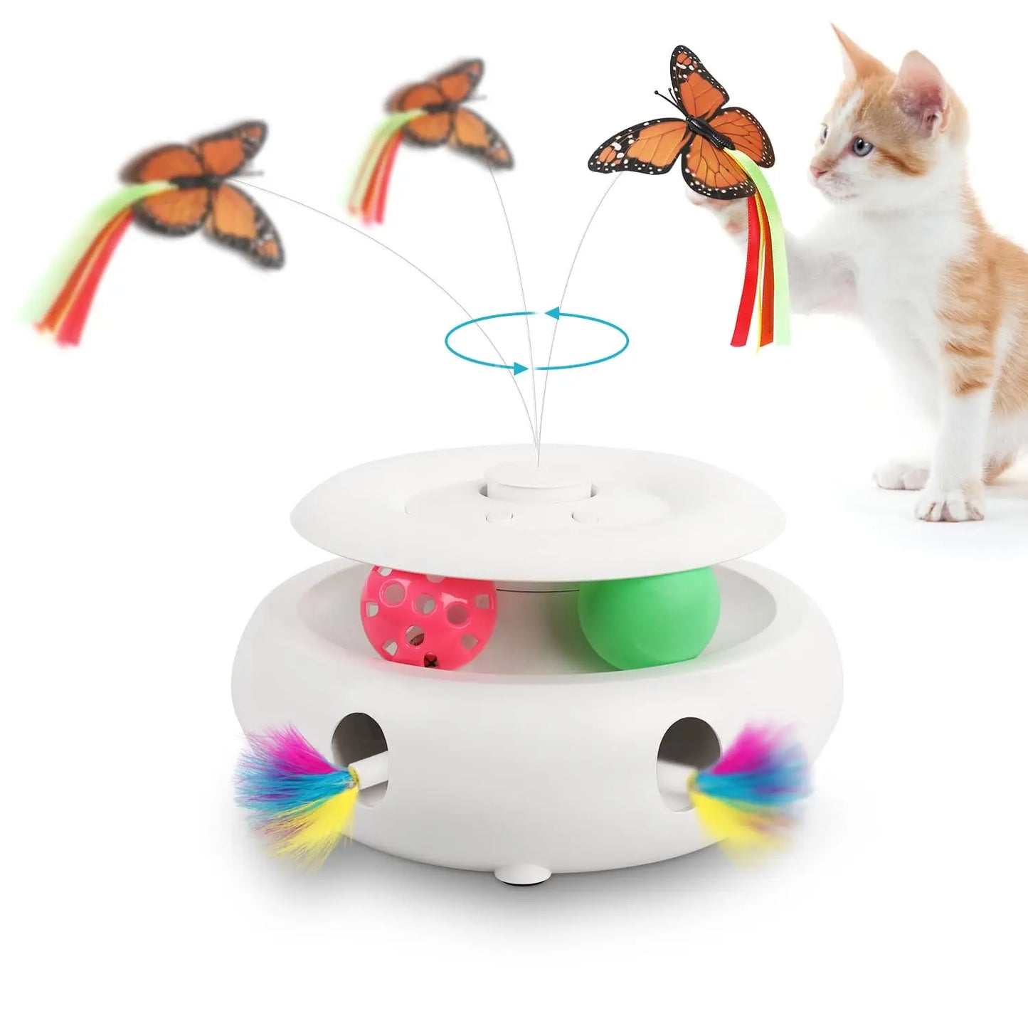 Interactive Cat Toy Automatic Cat Toys for Indoor Cats, 3-in-1 Electric Cat Toy USB Rechargeable, Kitten Toy Cat Exercise Toys