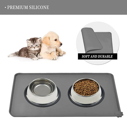 CDDMPET Silicone Dog Cat Bowl Mat Non-Stick Pet Fountain Tray Food Pad Puppy Dogs Feeding Drinking Mat Easy Washing Placemat