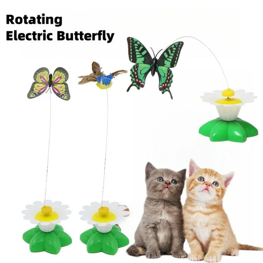 Rotating Electric Butterfly, Hummingbird And Bee Pet New Product Rotating Around Flowers To Cats And Butterflies Pet Toys 고양이