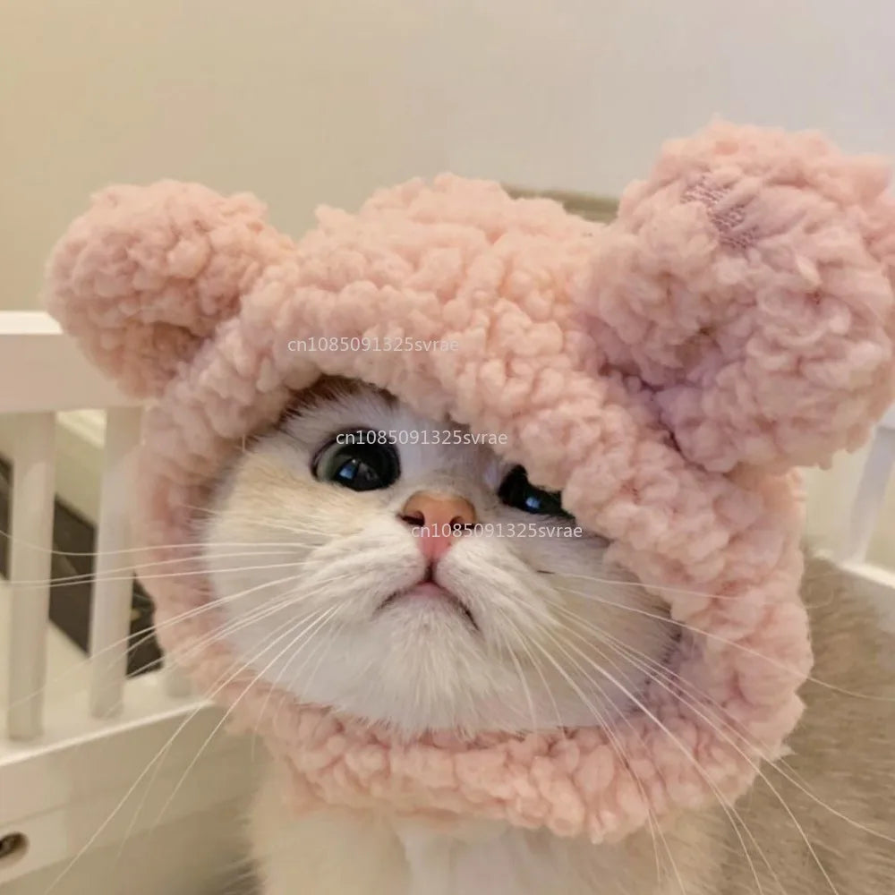 Cute Refined Cat Hat Plush Elastic Winter Pet Hat Puppy Kittens Knitted Hat Party Cosplay Props Decoration Cat Accessories Pet