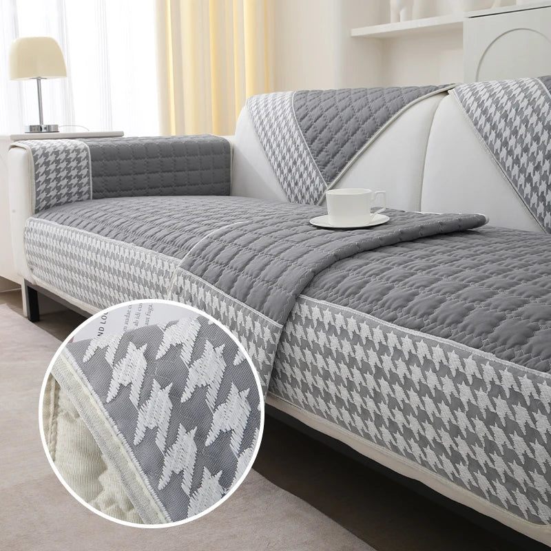 Houndstooth lace Decord Woven quilting Sofa Cover four seasons anti-slip cushion sofa cover modern Durable for kids,pets Living