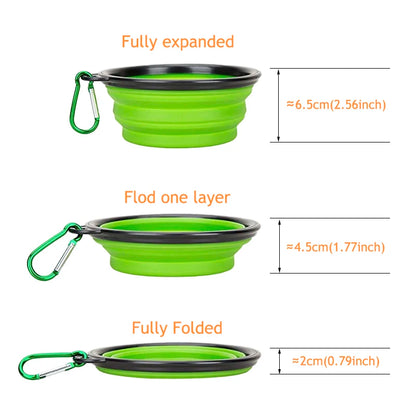 1000ML Collapsible Pet Silicone Dog Food Water Bowl Outdoor Camping Travel Portable Folding Pet Bowl Dishes add Carabiner D0013A