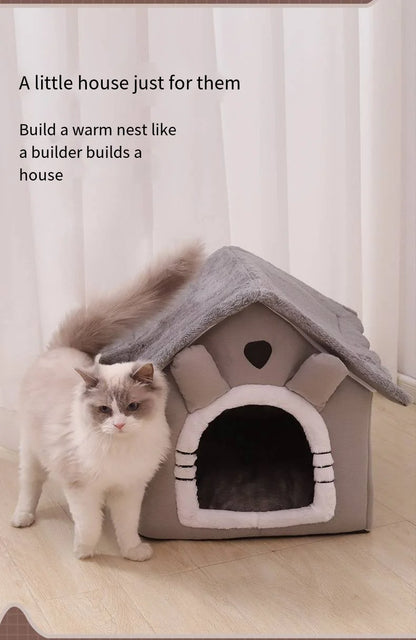 All Seasons Warm Washable Cat Dog House Indoor Soft Removable Cushion Pet Bed Kennel for Small Medium Pets Durable Pet Supplies