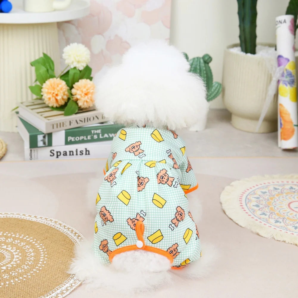 Dog Pajamas Small Dogs Pjs Jumpsuit 4 Legs Puppy Pajama Soft Dog Onesies Pet Clothes Autumn Winter Home Wear Hair Shedding Cover