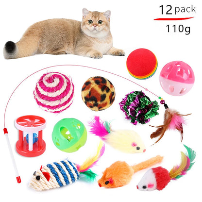 Lodra për kotele DualPet Set i kombinimit të lodrave të maceve të ndryshme Set lodër për mace Funny Cat Stick Sisal Mouse Bell Ball Cat Furnizime Set 20 copë