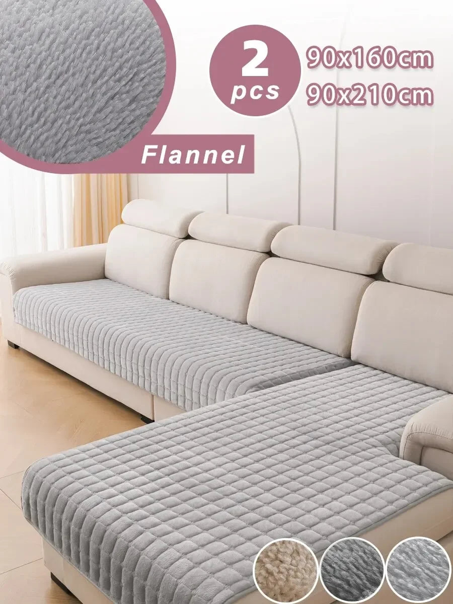 L-shaped Corner Flannel Sofa Cover Universal Living Room Sofa Cover