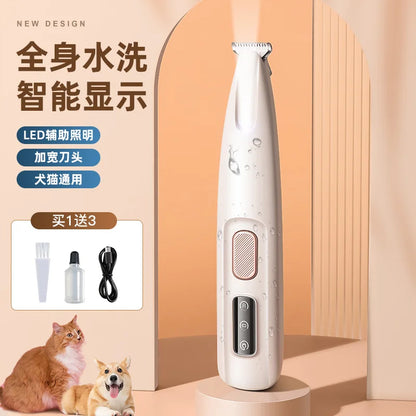 New Dog Paw Trimmer with LED Light Fully Waterproof Pet Hair Trimmer with LED Display Dog Clippers for Grooming 18mm Widen Blade