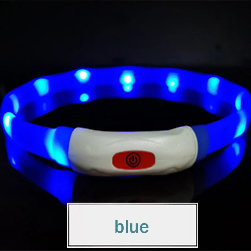 Silicone Led Dog Collar Usb Rechargeable Luminous Dog Collar Anti-Lost/Car Accident Safety Pet Light Collar for Dog Accessories