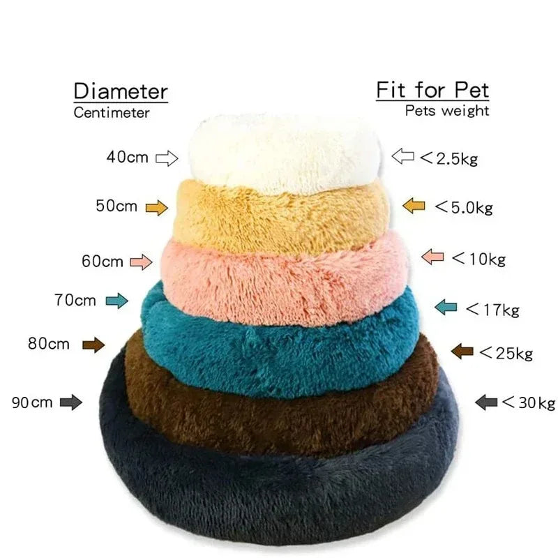 Round Dog Bed Winter Warm Cat Bed Plush Basket for Dog Washable Pet Bed for Small Medium Large Dog Sofa Cat