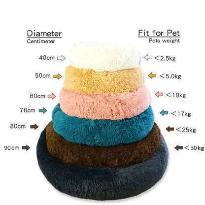 Round Dog Bed Winter Warm Cat Bed Plush Basket for Dog Washable Pet Bed for Small Medium Large Dog Sofa Cat