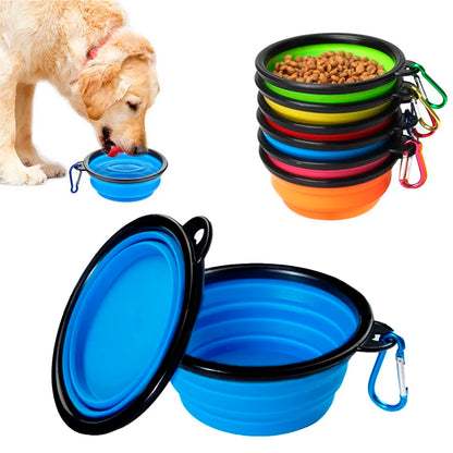 1000ML Collapsible Pet Silicone Dog Food Water Bowl Outdoor Camping Travel Portable Folding Pet Bowl Dishes add Carabiner D0013A