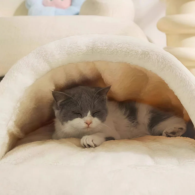 Japanese Sakura Warm Cat Bed Cat Sleeping Bag Deep Sleep Winter Dog House Cats Nest Cushion With Pillow Removable Pet Products