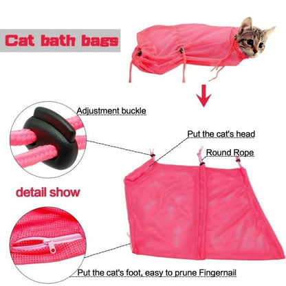 Mesh Cat Groom Bath Bag Adjustable Dogs Anti Scratch Bite Kat Nail Trim Inject Examing Pet Washing Clean Restraint Massage Bags