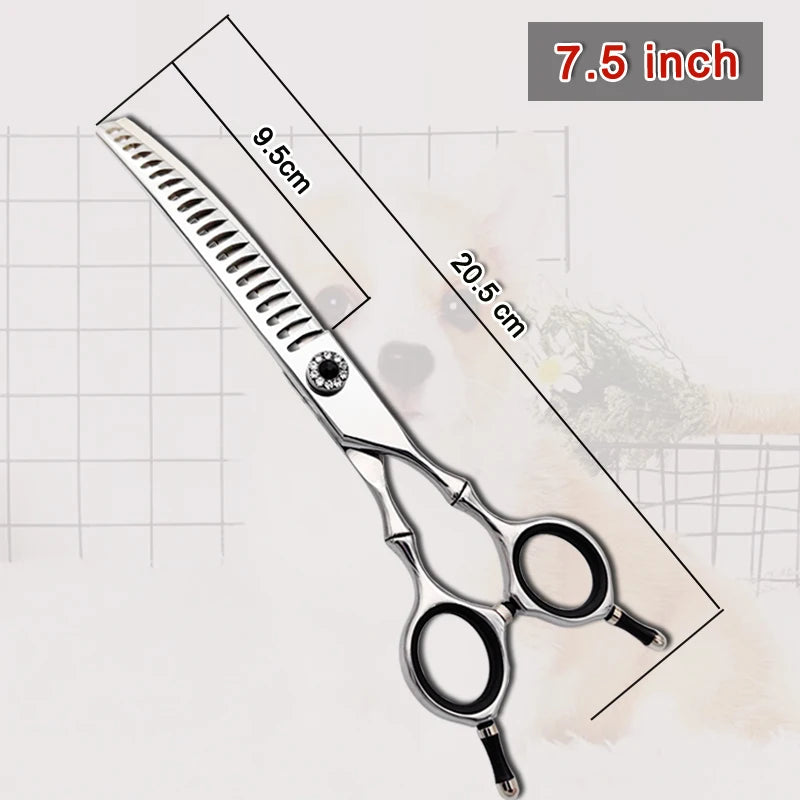 High quality professional pet grooming scissors, curved fishbone scissors, 440C alloy steel, dog grooming and hair trimming tool