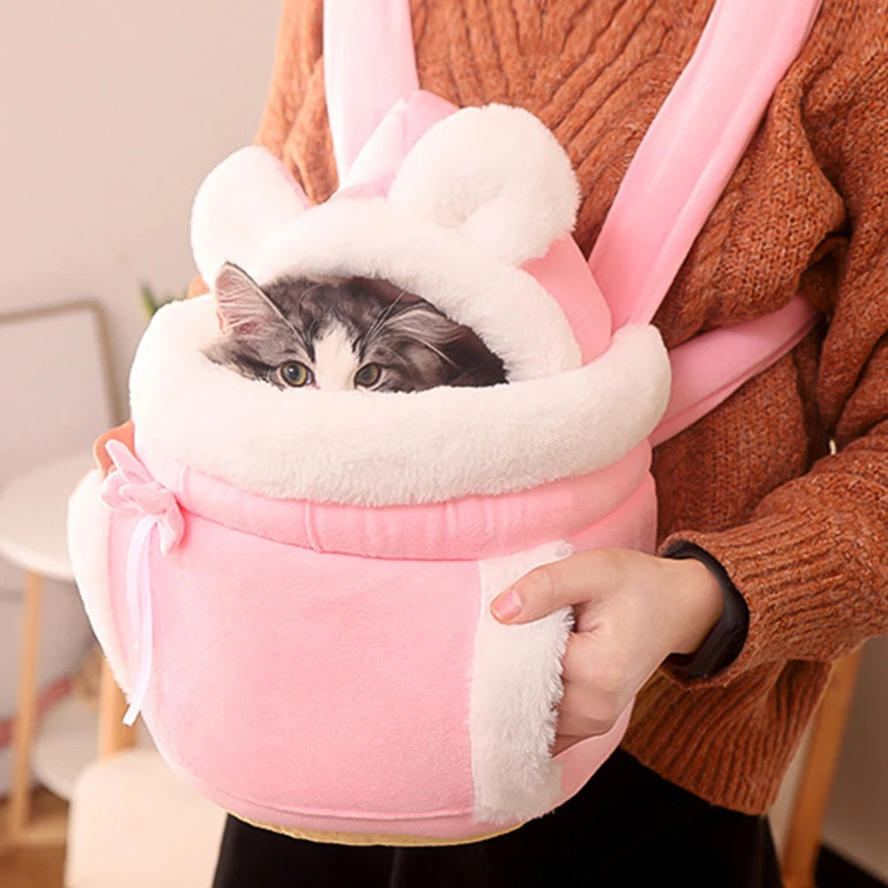 cats bag, Winter Warm Cat Backpack Soft Cozy Cute Plush Pets Cage All In 1 Style Cat Bag Carrier Bag For Outdoor Travel Pet Accessories