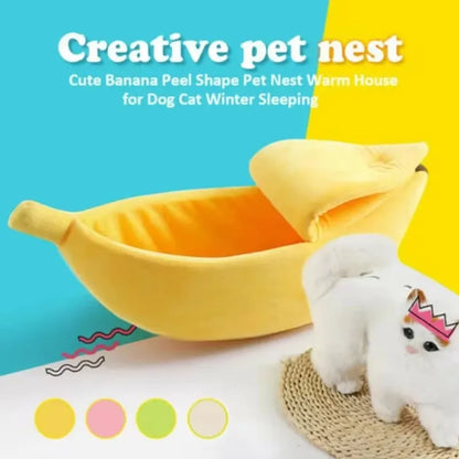 Banana Shaped Pet Bed for Extra Small Dogs and Cats Pet Soft Cushion Washable Pet Banana Bed