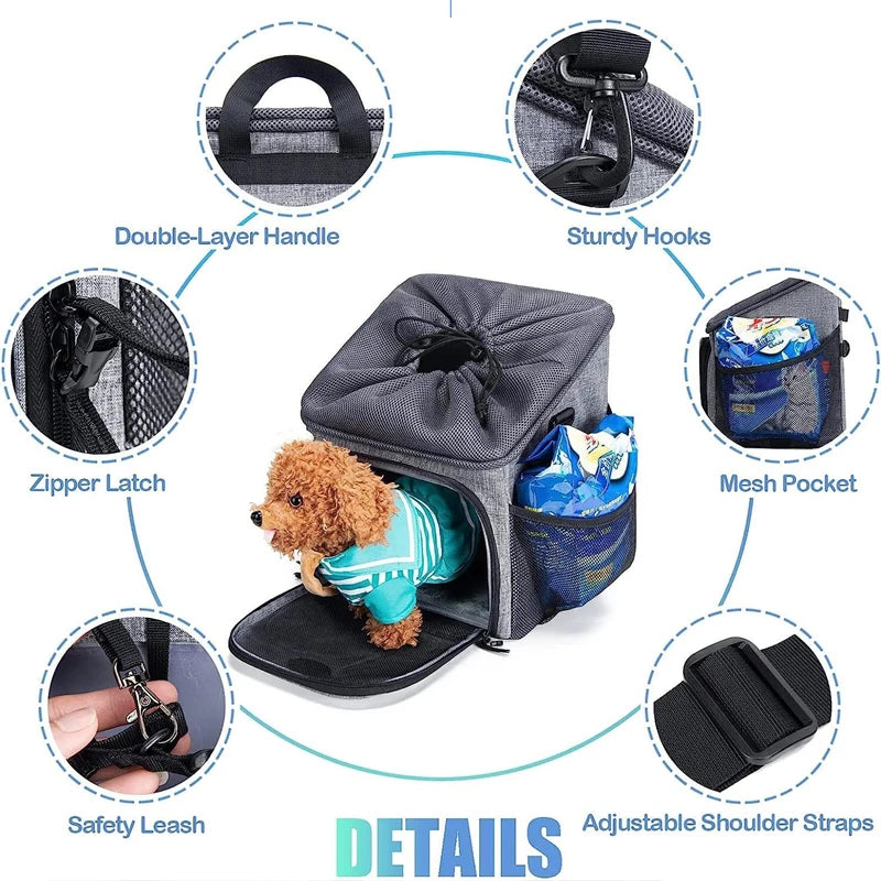 Bike Dog Basket Foldable Durable Detachable Pet Car Seat Carrier Cat Puppy Breathable Padded Backpack For Small Medium Dogs Cats