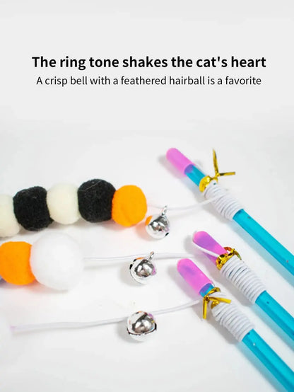 1 PCs New Elastic String Imitated Furs Bug Funny Cat Stick Suitable for Cats