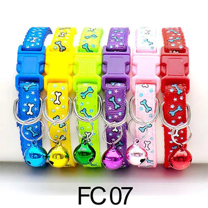 12 Pcs Wholesale Collars for Cat Collar With Bell Adjustable Necklace Cat Puppy Kitten Collar Dropshipping Pet Cats Collar Perro