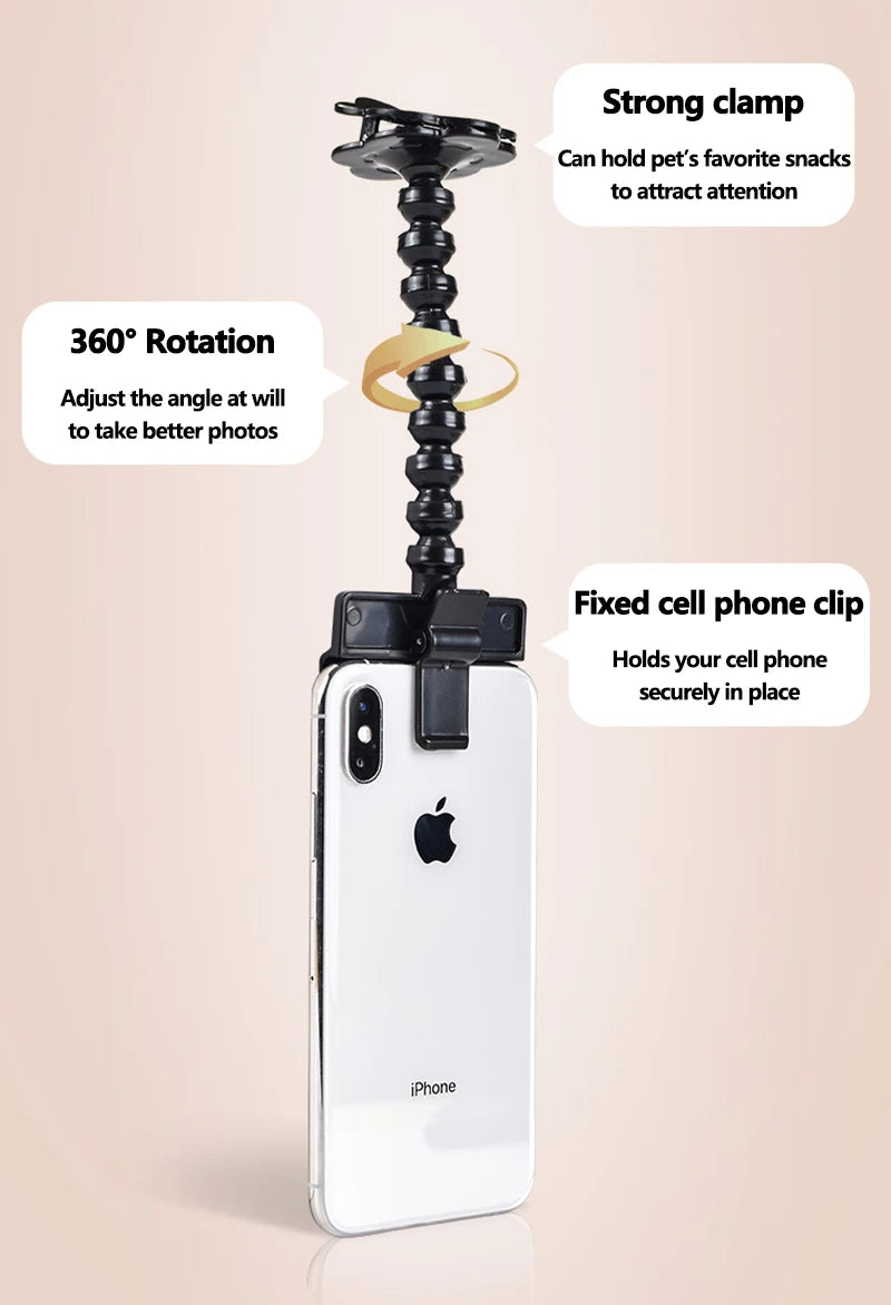 Pet Photography Tool Cat Dog Watching Lens Camera Selfie Stick for Cell Phone Attention-grabbing Snacks Props Holder Selfie Clip