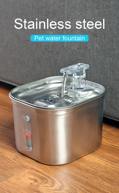 Cats Water Fountain Stainless Steel Auto Running Cat Water Drinker With Filter Motion Sensor Transparent Pets Drinking Dispenser