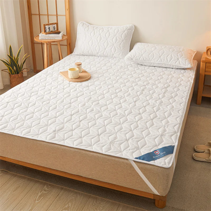 bed Mattress Topper with Elastic Band Quilted Protector Pad Bedspread Winter Mattress Cover for Single/Double Bed 140/160