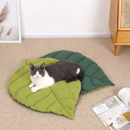 Cat Bed Mats Soft Cotton Leaf Shaped Kitten Cat Puppy Dog Bed Mat Sleep Blanket Home Pets Double Sided  Pad Floor Rugs Washable