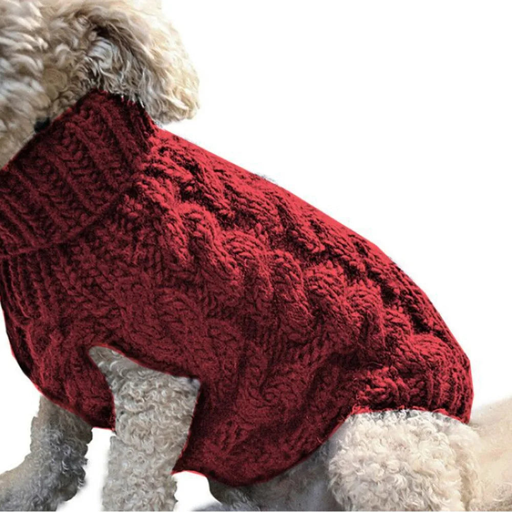 New Pet Small Pet Dog Clothes Sweater Fashion Autumn Winter Solid Fried Dough Twists Knitting Warm Comfort Clothing