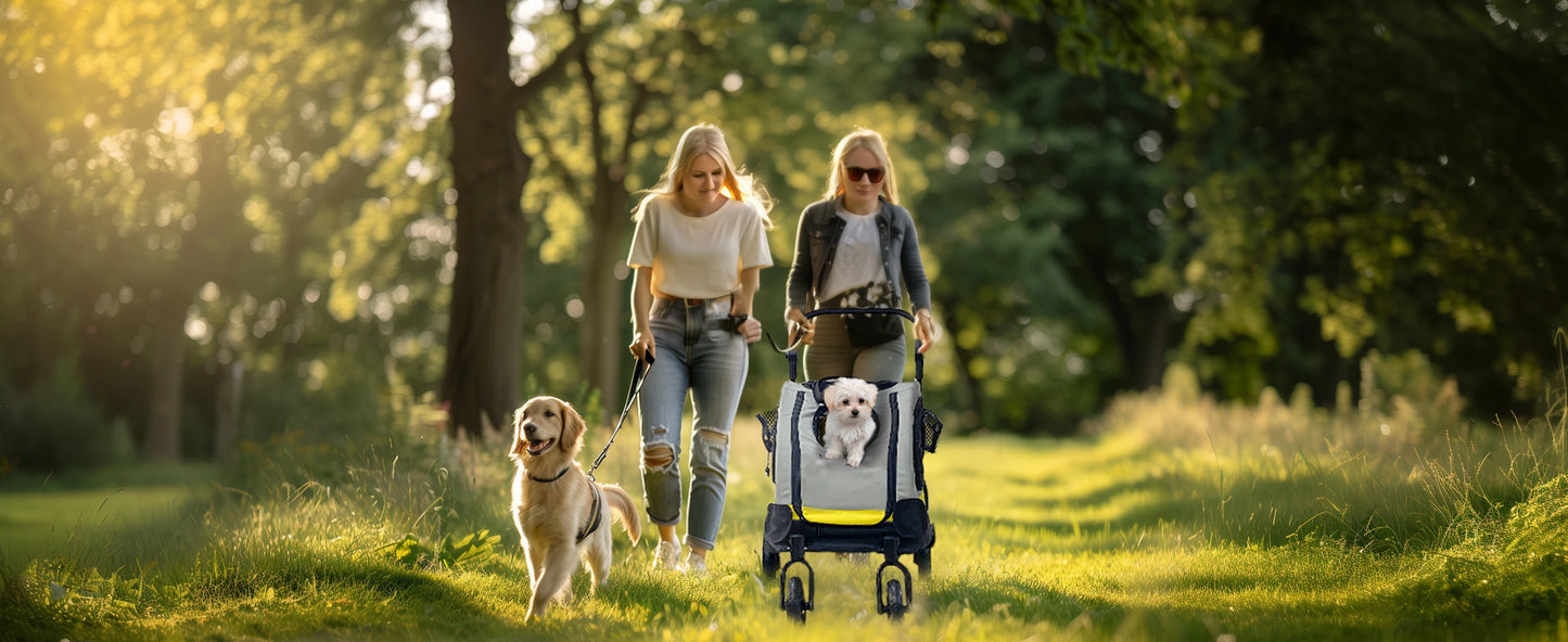 Folding Portable Dog Stroller 2 in 1 Pet Stroller Pushchair Collapsible Dog Travel Crate for Car Seat for Small Dogs and Cats